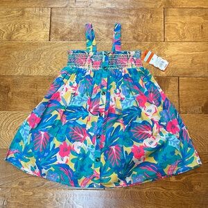 NEW WITH TAGS Toddler Girls Cat & Jack Tropical Smocked Button-Front Dress - 4T